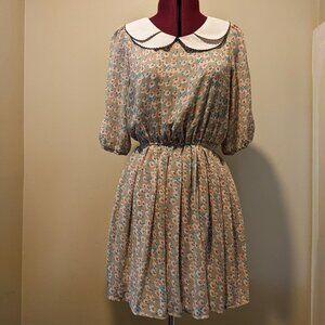 New Vintage-Inspired Floral Mini Dress with Peter Pan Collar